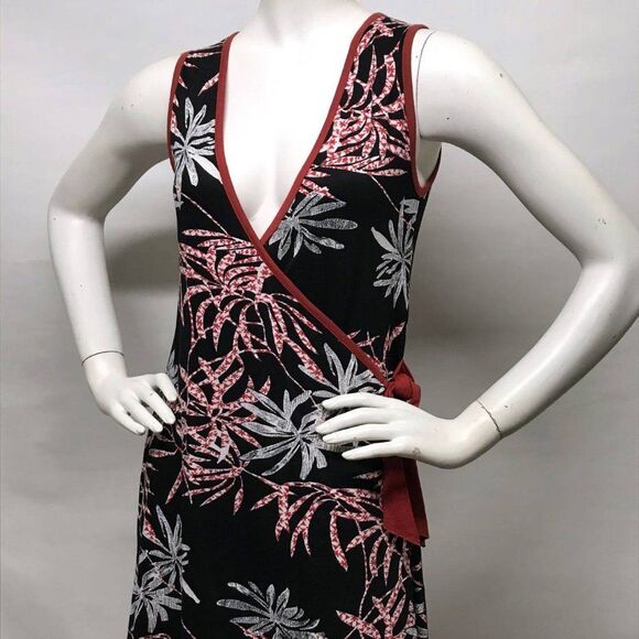 ANTHROPOLOGIE Tropical Print Stretch Wrap Dress S - Picture 7 of 11
